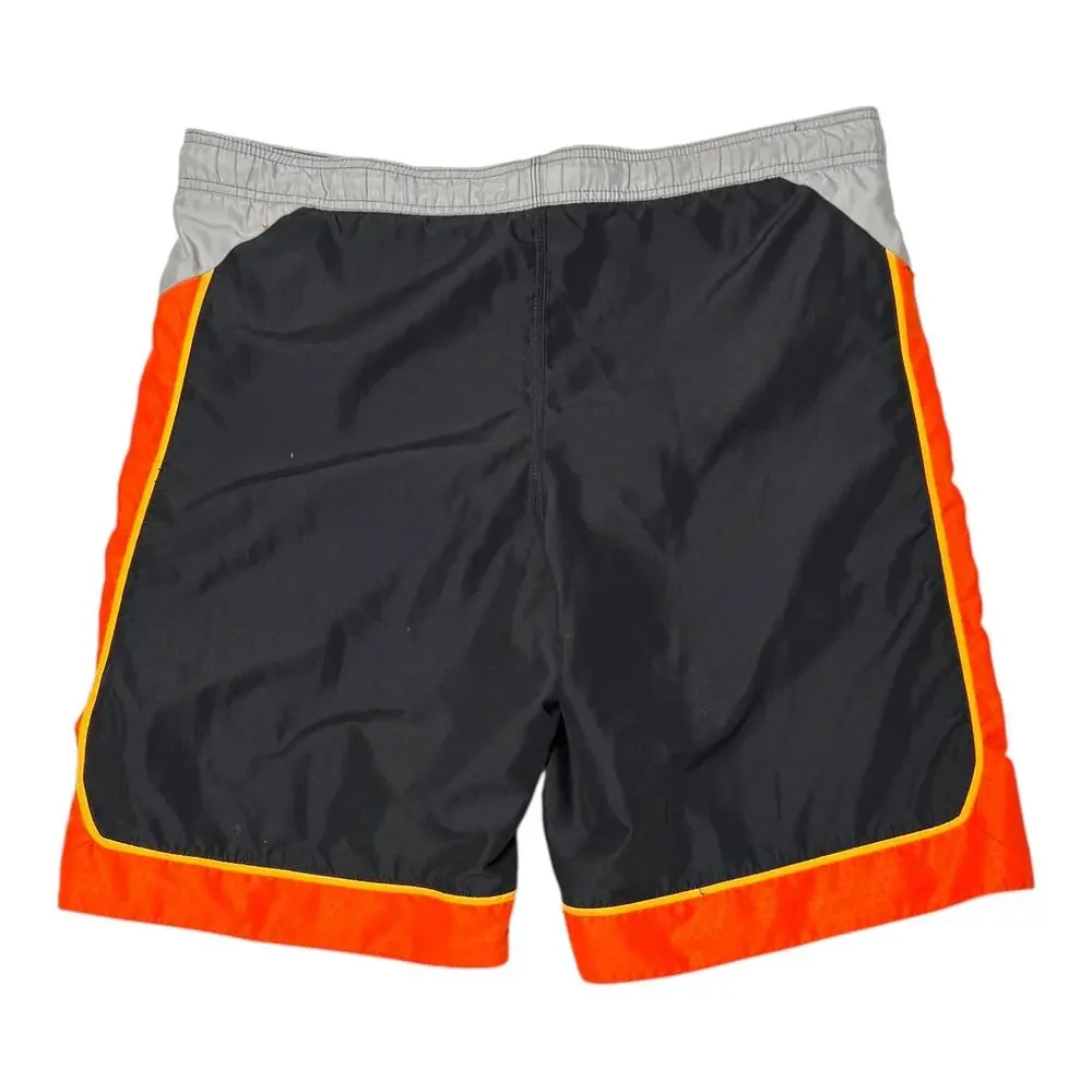 NIKE Board Shorts Swim Trunks Drawstring Gray Orange Medium